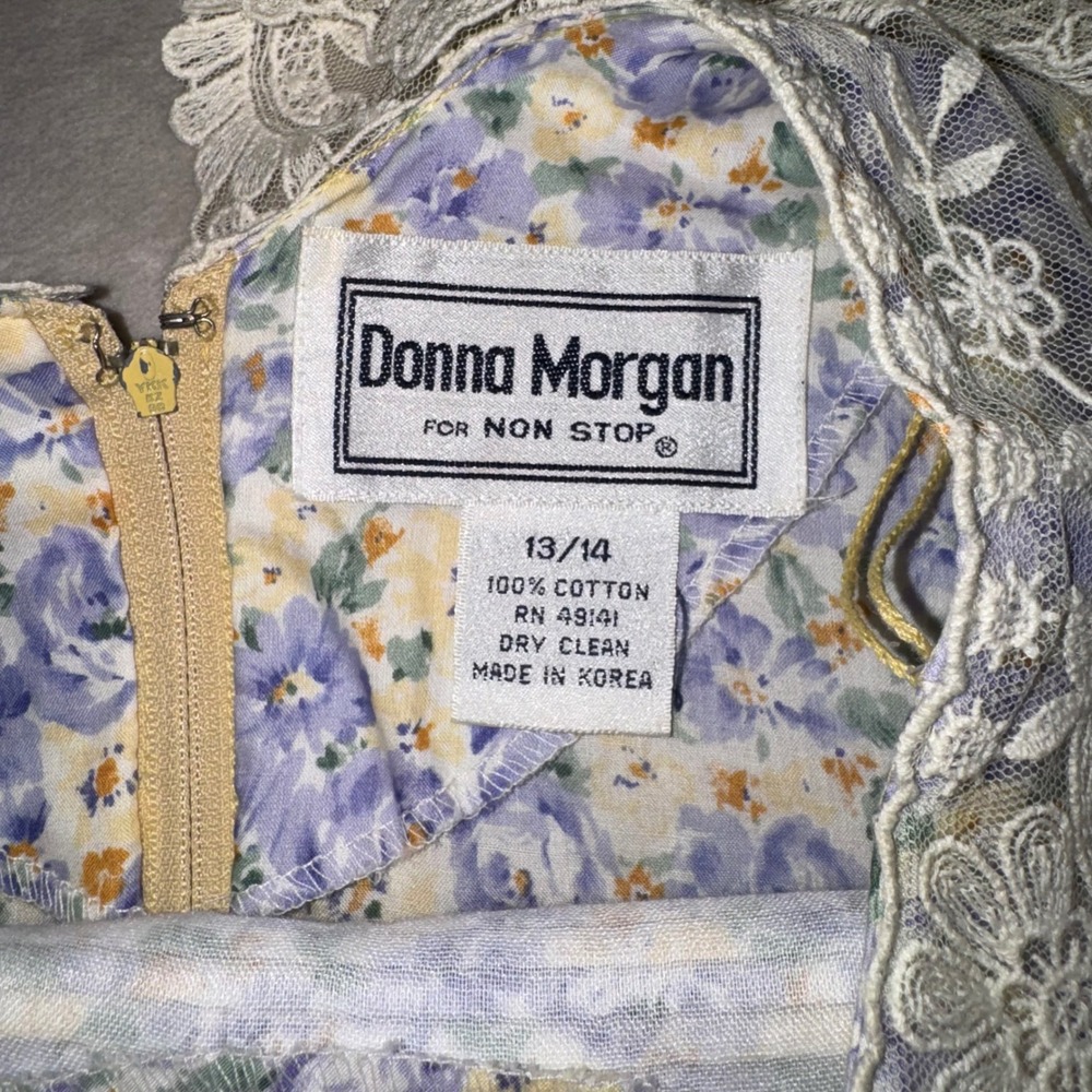 Donna Morgan Non Stop Vintage Floral Cotton Lace Midi Dress 13/14 Cottagecore - Picture 5 of 8